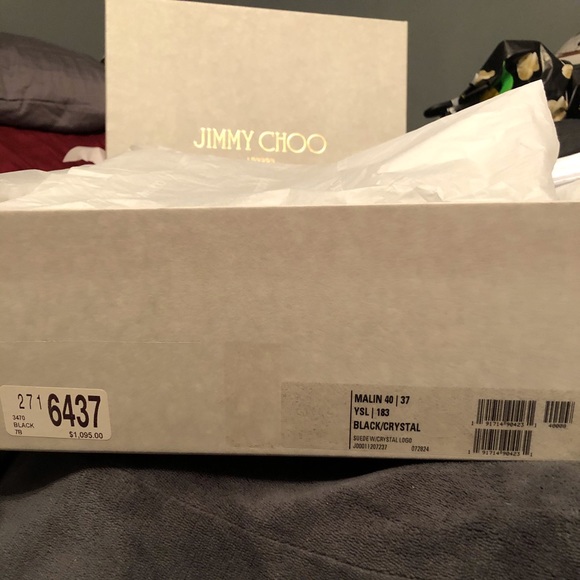 JIMMY CHOO 40MM MALIN SUEDE BOOTIE BLACK/CRYSTAL - Picture 8 of 9